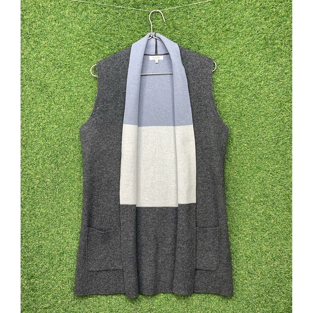Bartolini Sweater Womens Medium Gray Blue Wool Cashmere Sleeveless Long Pockets